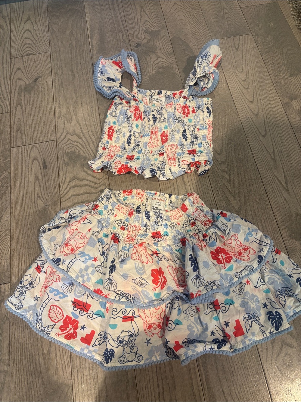 Disney Cat & Jack Lilo & Stitch Tiered Skirt with Matching Smocked Top